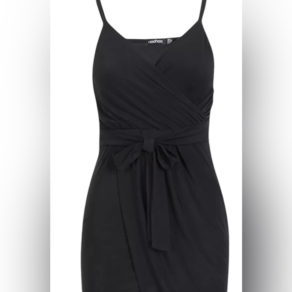 DISCO SLINKY WRAP DRAPE DRESS Black Jersey Feel Size 10 - Picture 5 of 16